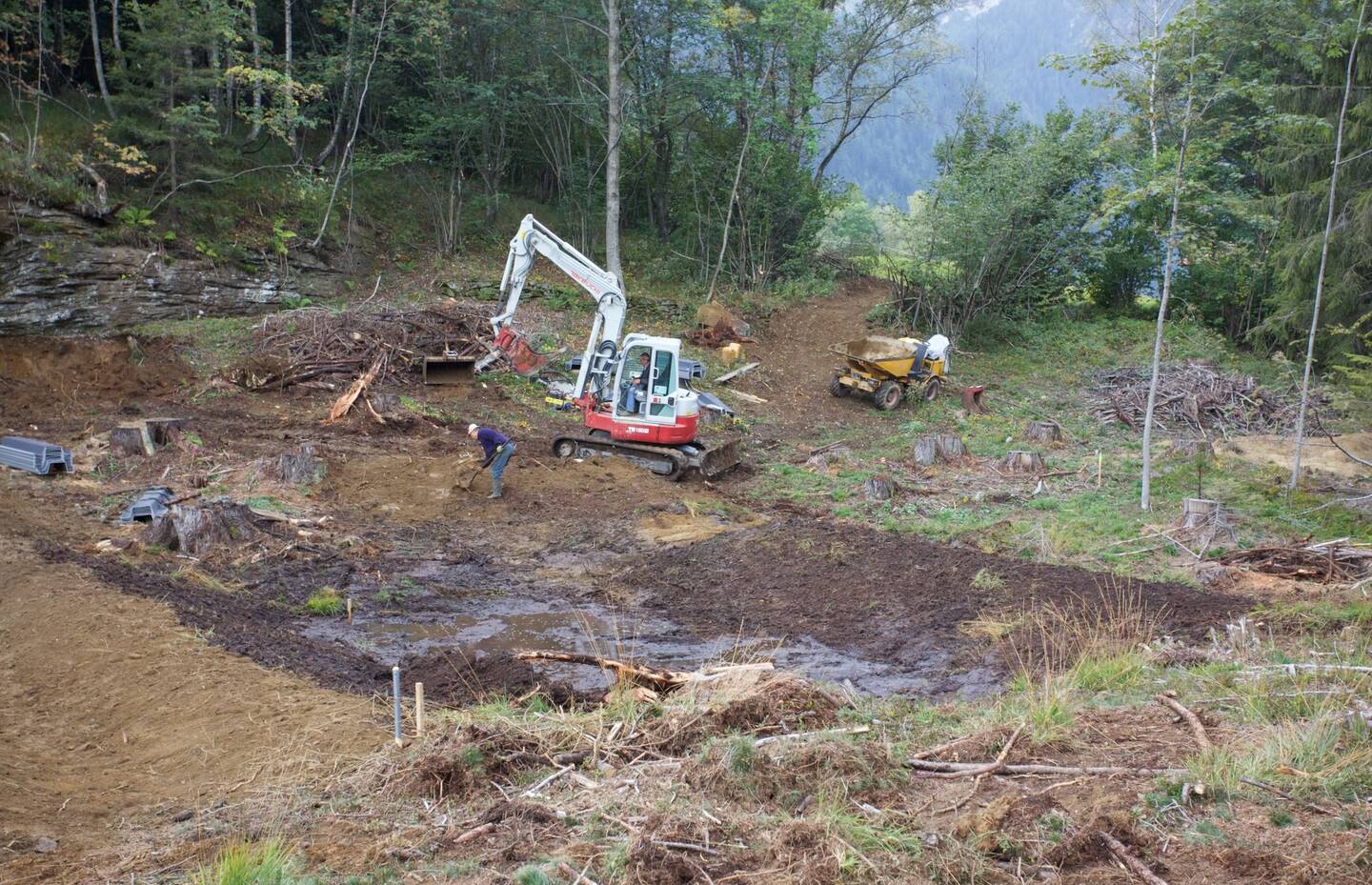 Costruzione dighe alla Torbiera della Bedrina
